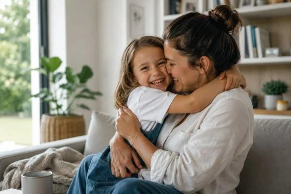 happy child with parent after parenting plans Horsham